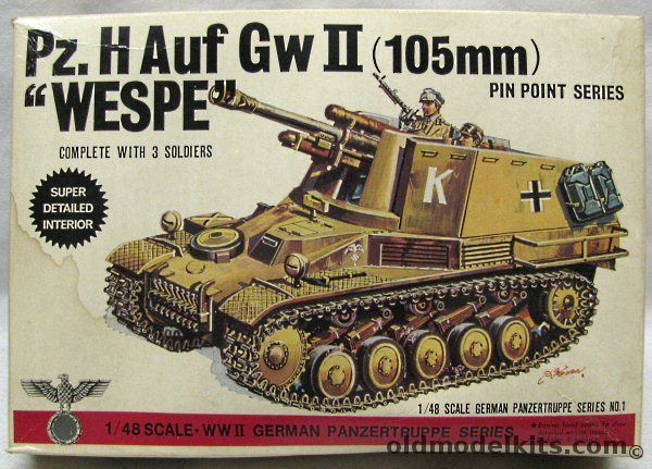 Bandai 1/48 Panzer H 18/2 Auf Gw II (105mm) WESPE Sd.Kfz.124, 8221-300 plastic model kit